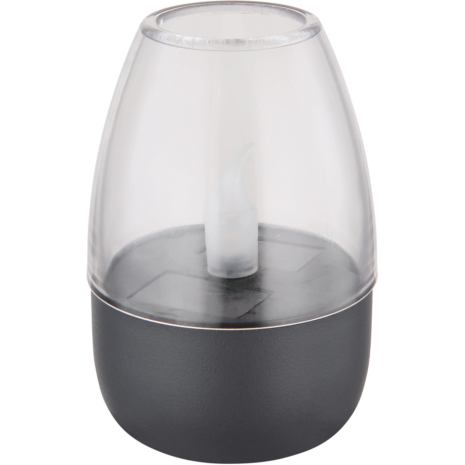 Dunkelgraue Globo LED Solarleuchte mit Flammeneffekt für den Außenbereich.