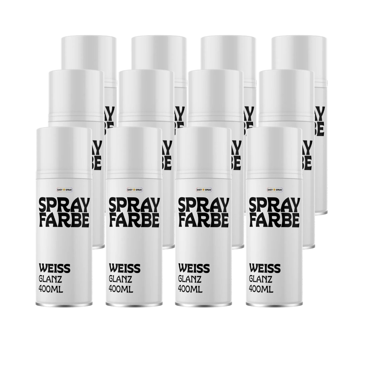 EasySpray Sprühfarbe 400 ml 12er Set Weiss Glänzend