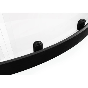 Detailaufnahme: Aurlane Glasdusche Factory Rund mit schwarzem Rahmen und transparentem Glas.