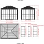 Technische Zeichnung: Sojag Aluminium Pavillon Striano 10x12, Maße und Details.