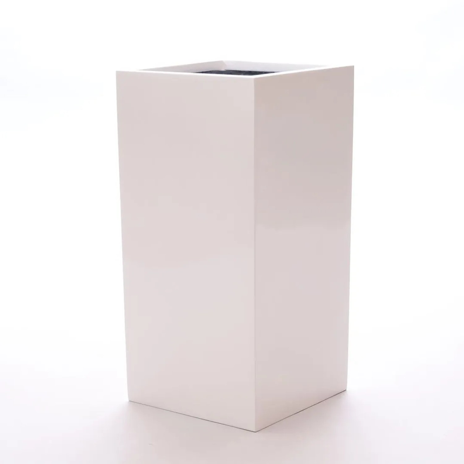 Elegant Einrichten Pflanzkübel Fiberglas Säule 38x38x80cm Hochglanz-Weiß