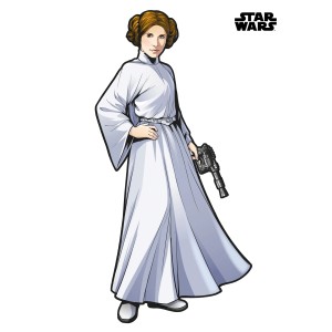 Star Wars Fototapete: Prinzessin Leia mit Blaster, selbstklebend, für Kinderzimmer.