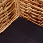Detailansicht: Natürliches Rattan Sofa-Set, Ecke mit dunklem Sitzpolster.