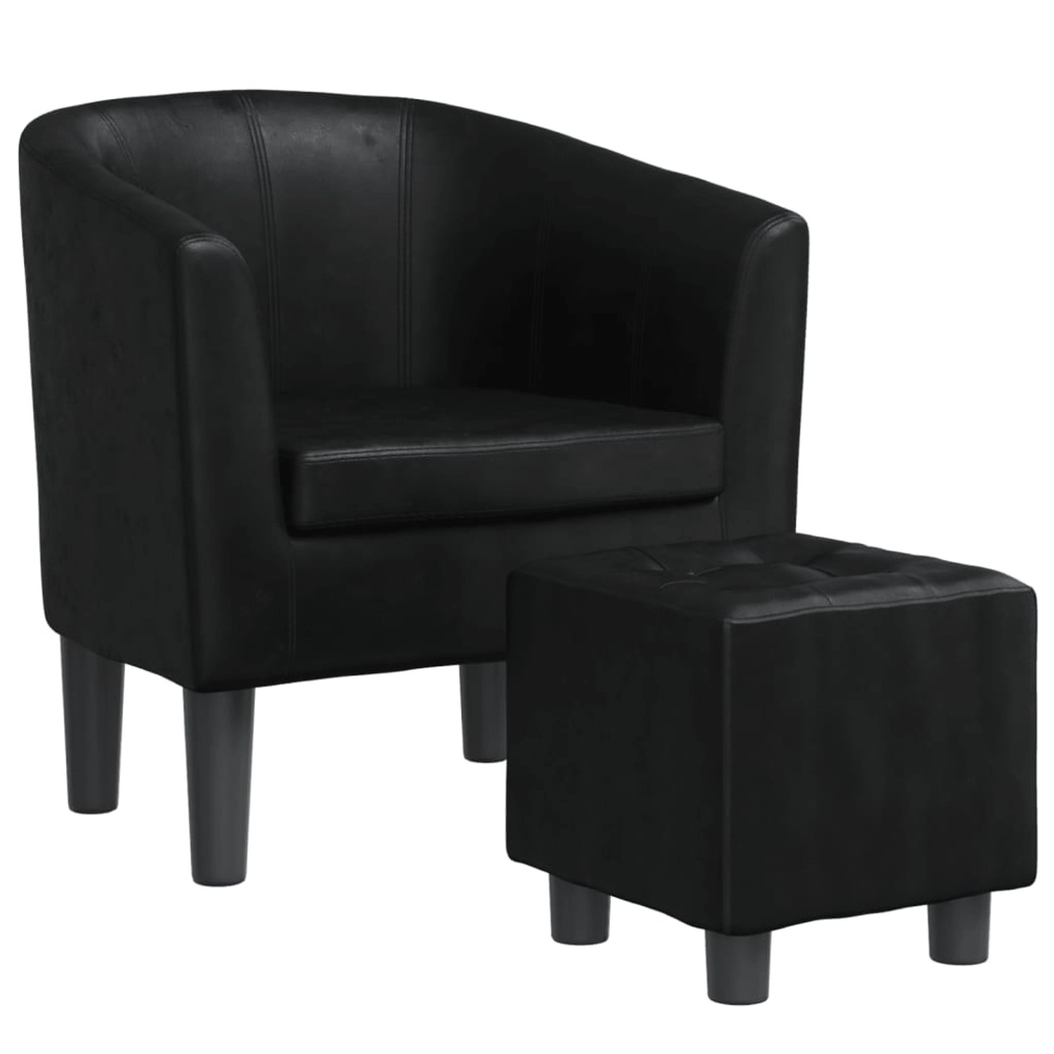 vidaXL Clubsessel mit Fußhocker Schwarz Kunstleder 356491 günstig online kaufen