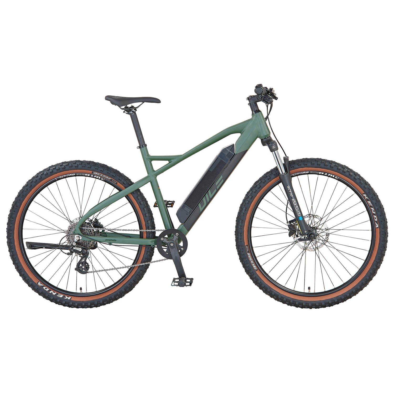 Prophete E-Bike MTB Dice 1.0 in Bronze Grün matt, 27,5 Zoll. Hardtail E-Mountainbike mit полуинтегрированным Akku.