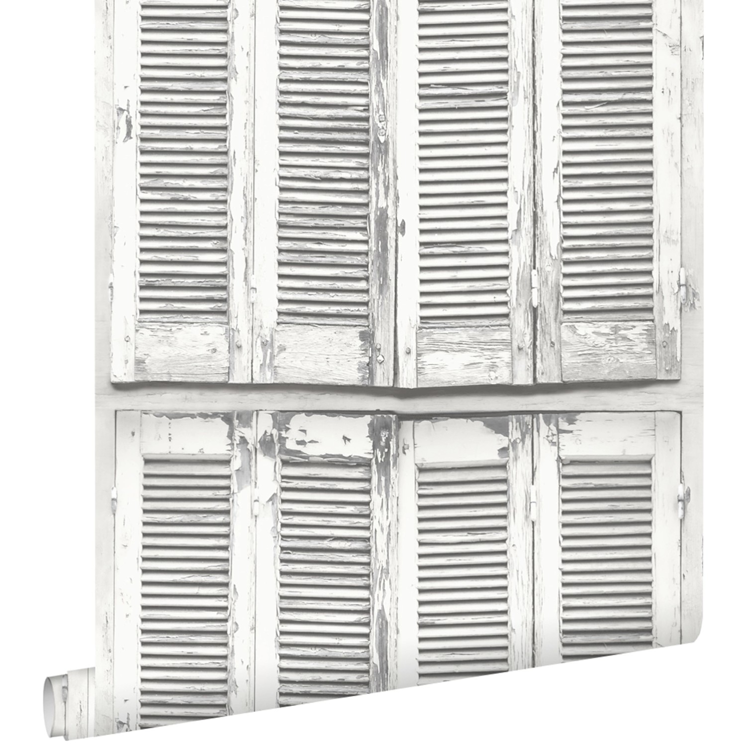 ESTAhome Tapete Verwitterte Französische Vintage Fensterläden Hellgrau Und günstig online kaufen
