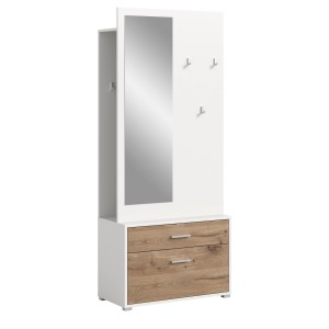 Inn.Furn Kompaktgarderobe in Weiß und Eiche 80 x 190 cm Pallas