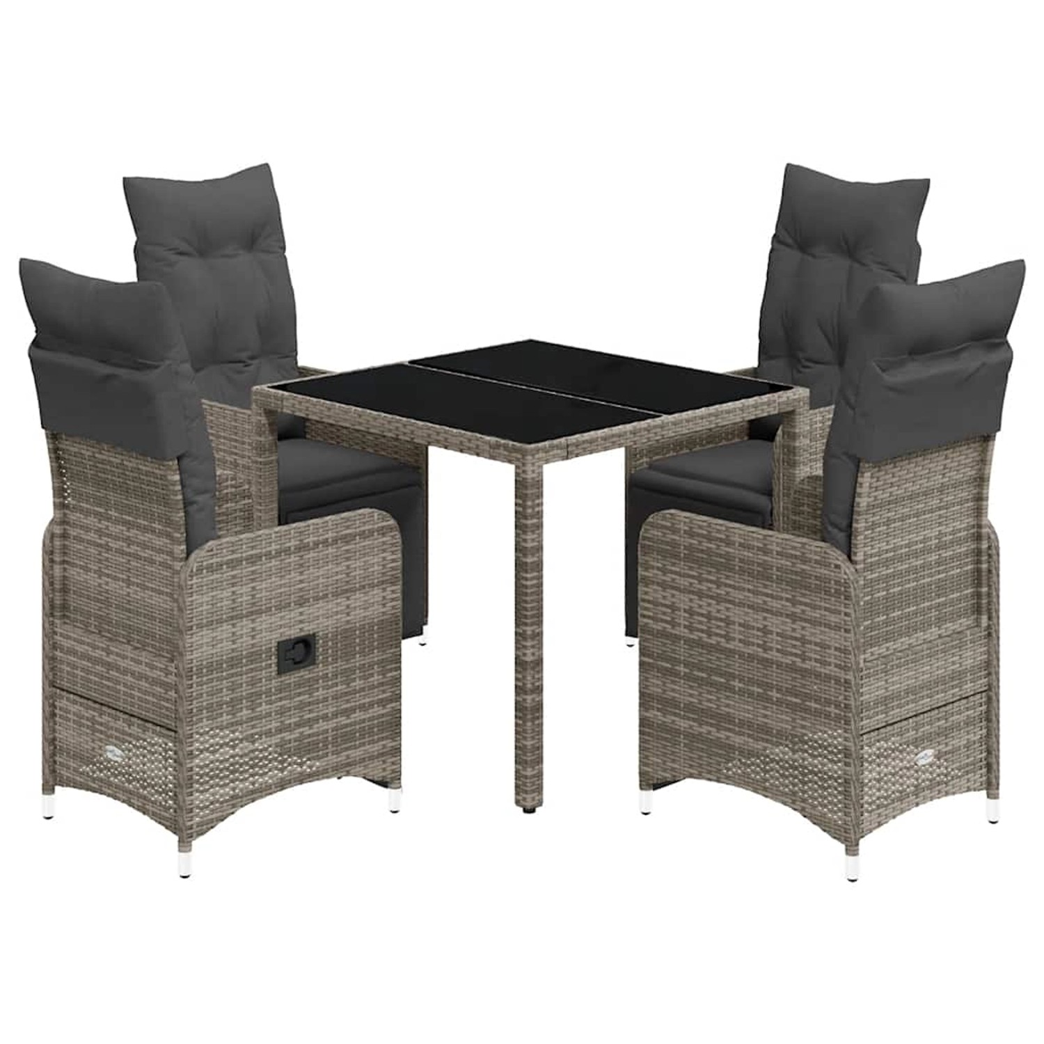 vidaXL 5-Tlg Garten-Bistro-Set mit Kissen Grau Poly Rattan 3277166
