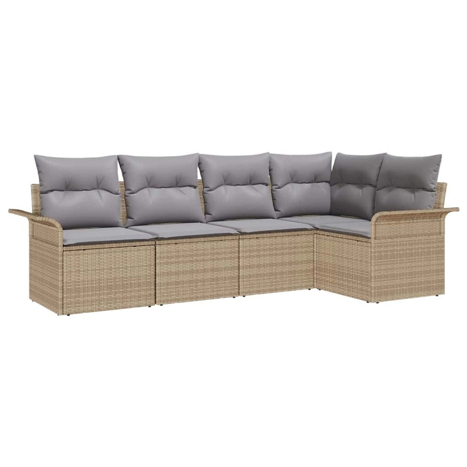vidaXL Garten-Sofa-Set mit Kissen mit Speicher 5-Tlg Beige Poly Rattan 3354 günstig online kaufen