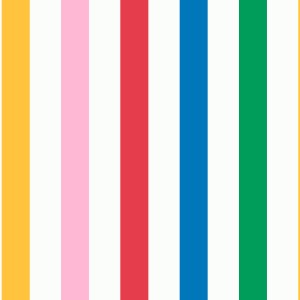 Joules Vliestapete mit bunten Streifen in Regenbogenfarben auf weißem Grund.