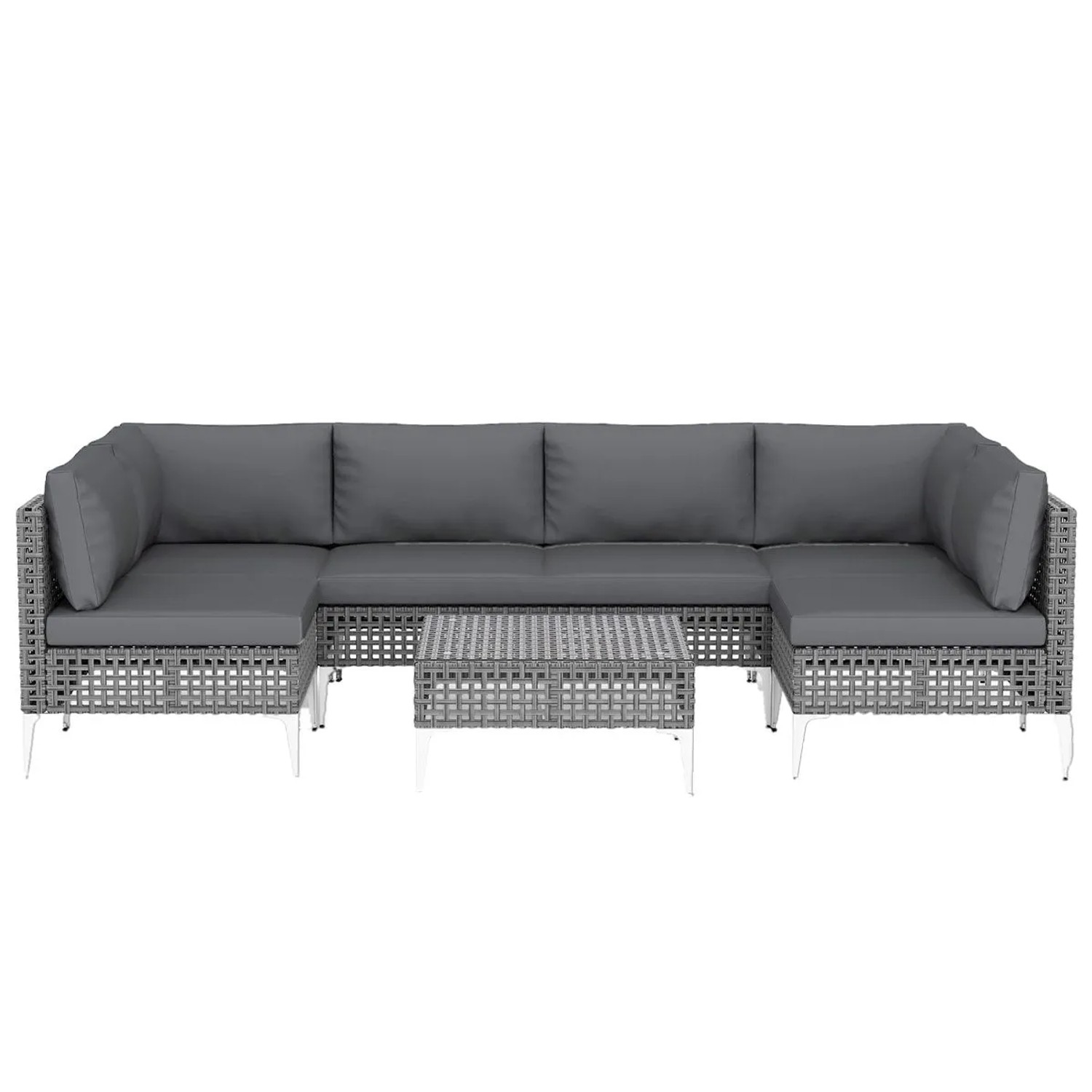 Costway Lounge Möbel Outdoor Rattan Gartenlounge mit Tisch und Kissen