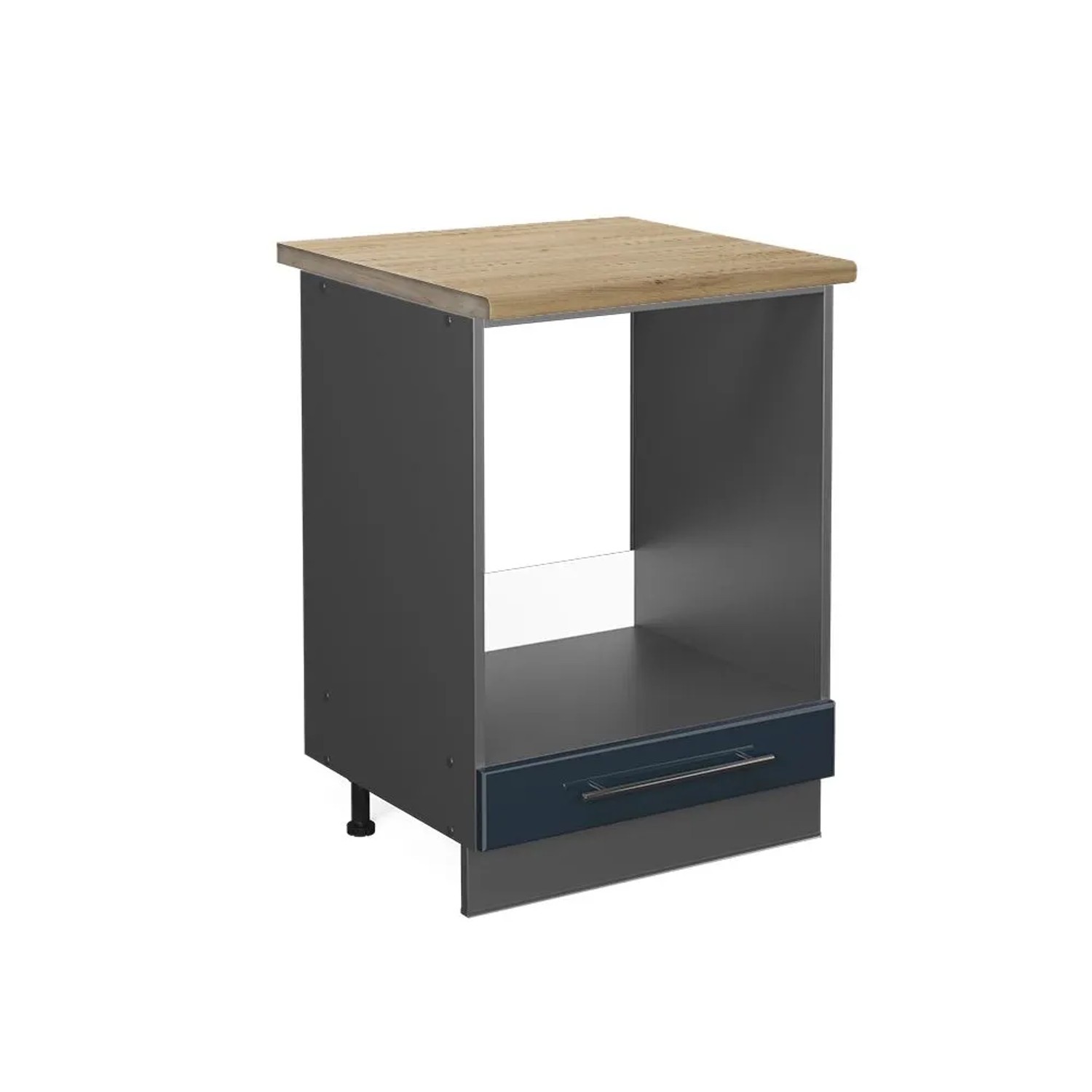 Vicco Herdumbauschrank Fame-Line DunkelBlau Hochglanz Anthrazit 60 cm AP Eiche