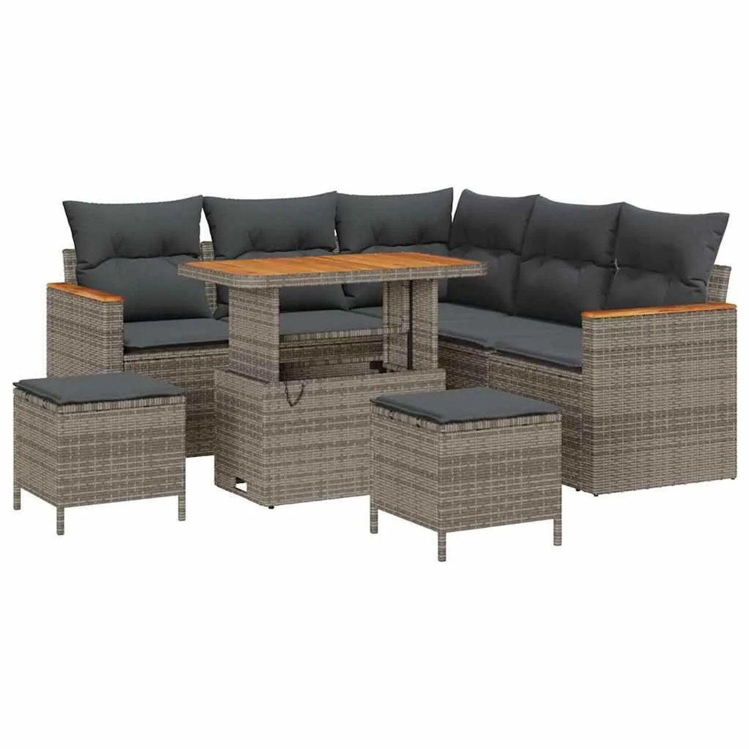 vidaXL Gartensofa-Set mit Kissen 8 Stk Grau Poly Rattan 3364998 günstig online kaufen