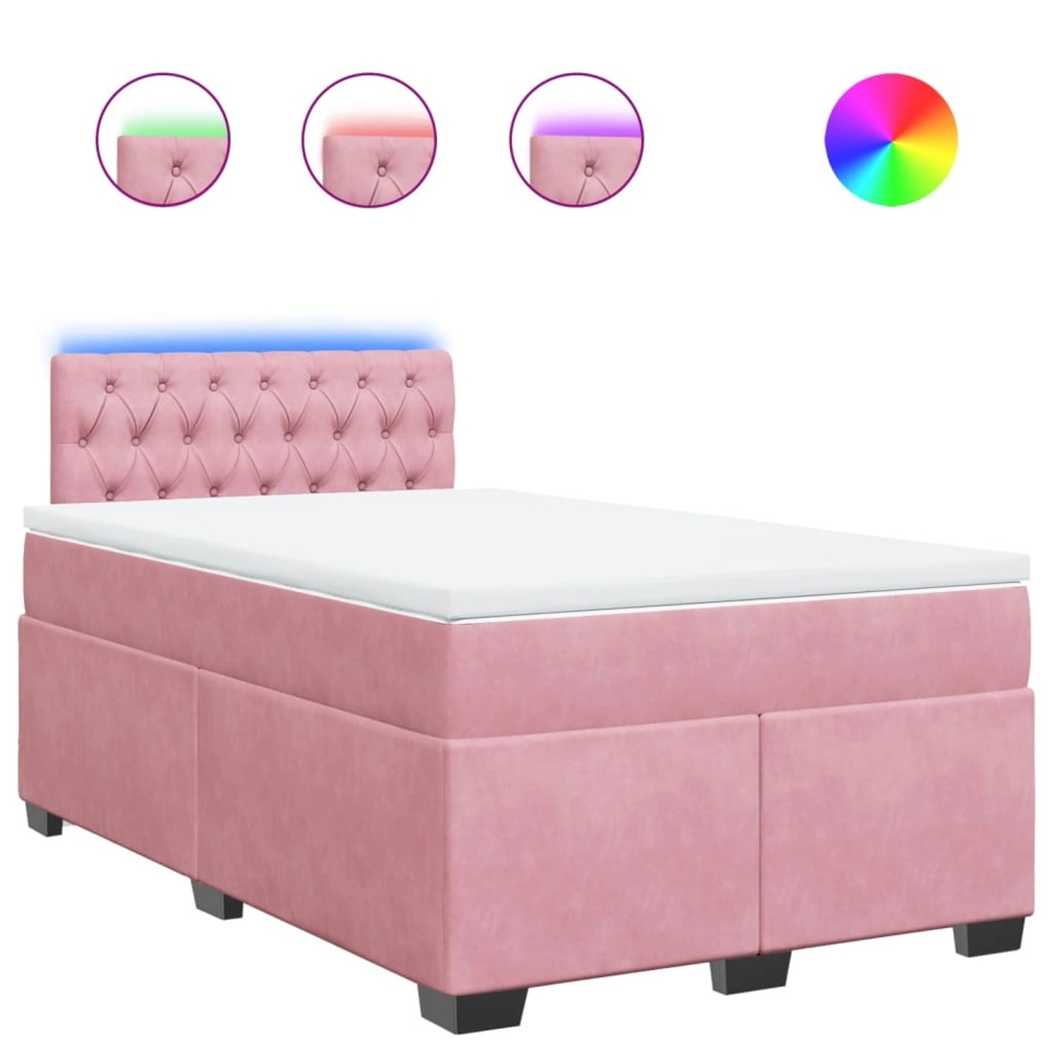 vidaXL Boxspringbett mit Matratze Rosa 120x200 cm Samt 3288593 günstig online kaufen