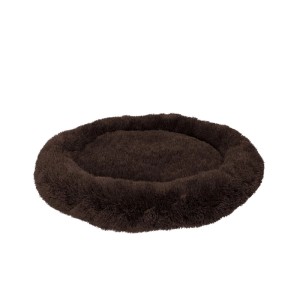 Braunes Benno Hundebett Balu Donut, 70x70x16 cm. Gemütliches, rundes Hundekissen für kleine bis mittelgroße Hunde.