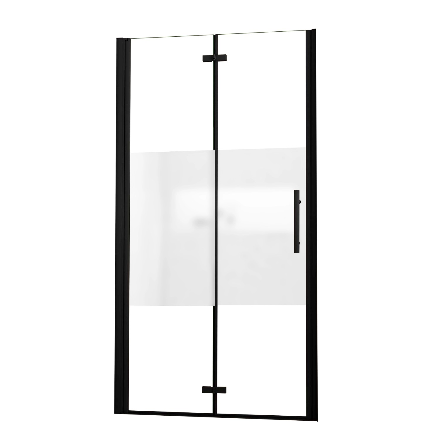 AICA 110x195cm Schwarz Teilsatiniert Nischentür Falttür Pendeltür Drehtür 6mm ESG Nanoglas Duschkabinen