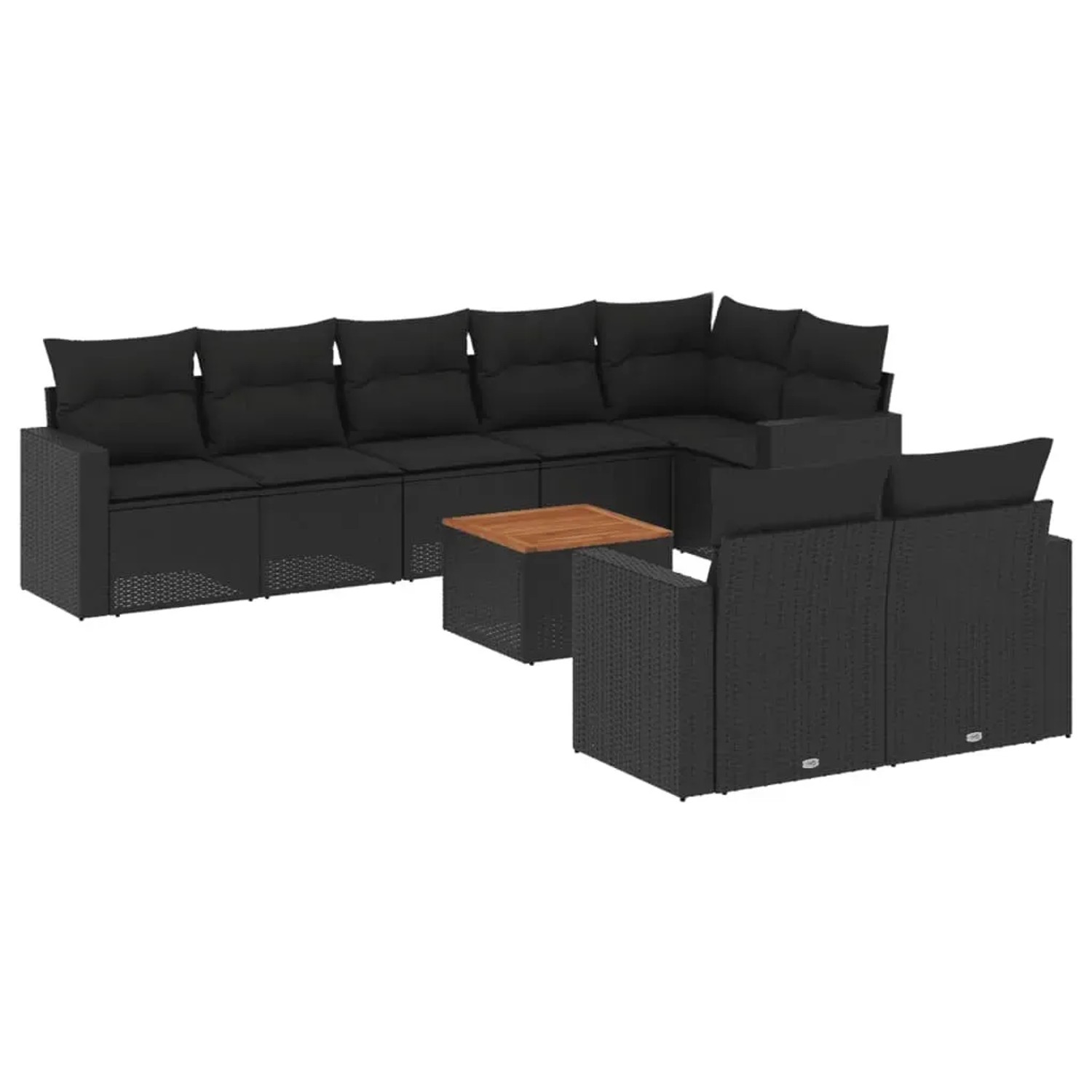vidaXL 9-Tlg Garten-Sofagarnitur mit Kissen Schwarz Poly Rattan 3256538 günstig online kaufen