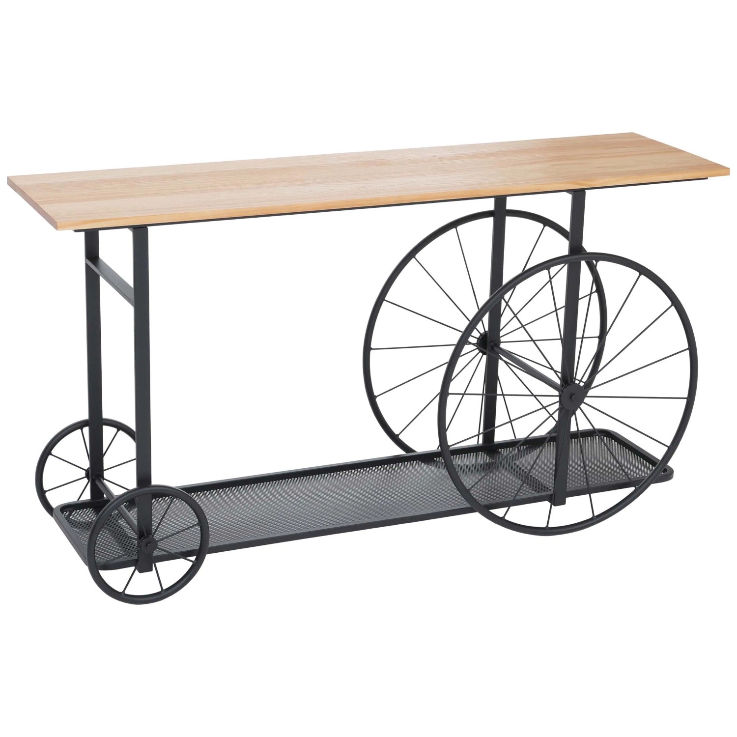 MCW Konsolentisch Q67 Industrial Retro Holz 81x150x40cm Natur Metall Schwarz