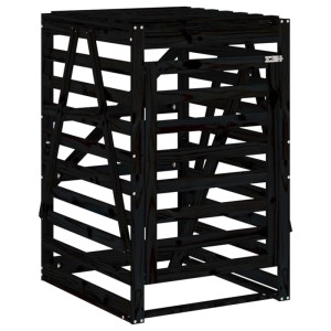DELUKE 1er Mülltonnenbox Kiefernholz BOUMI 84x90x128,5cm Schwarz Mülltonnenverkleidung Für 1 Tonne Müllbox Aus Holz