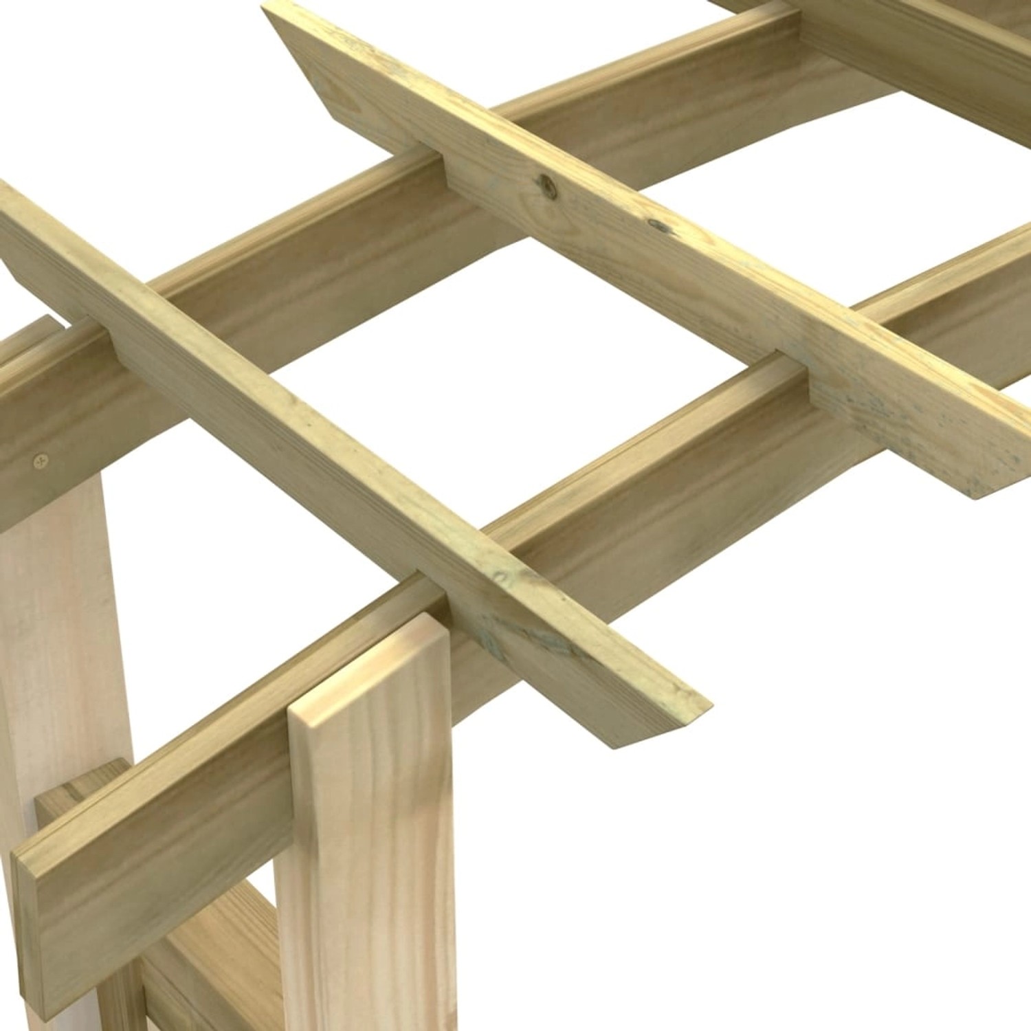 Detailansicht des vidaXL Gartenbogens aus Holz, einer Rankhilfe für Pflanzen.