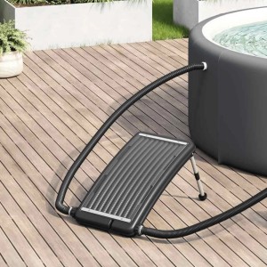 vidaXL Solarkollektor für Pool, gebogen, 72,5x46 cm, mit Schlauch an Pool verbunden.