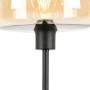 Detailaufnahme: Art Deco Stehlampe Bizle, schwarz mit braunem Glas.