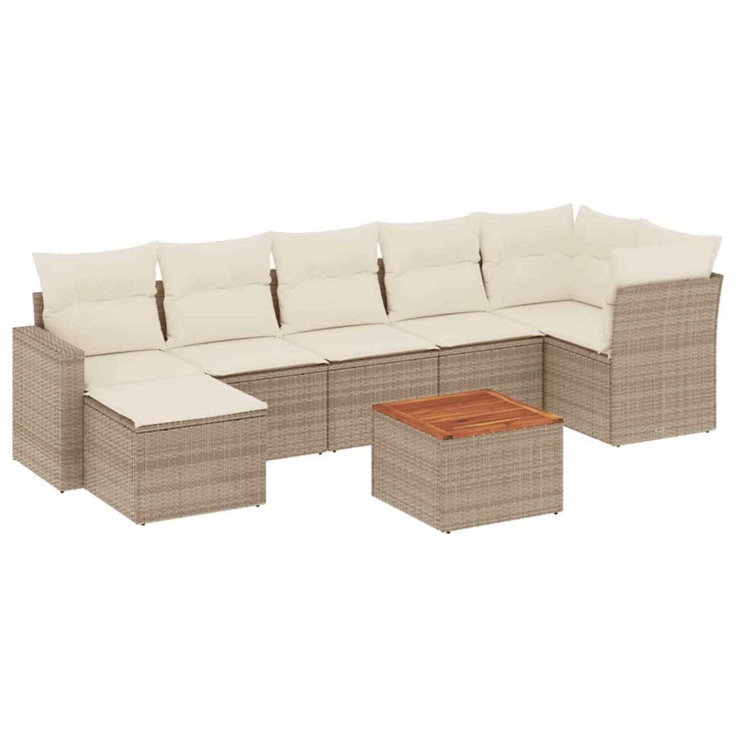 vidaXL 8-Tlg Garten-Sofagarnitur mit Kissen Beige Poly Rattan 3256562 günstig online kaufen