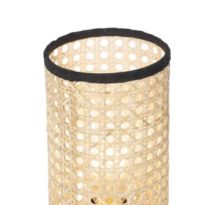 QAZQA Tischleuchte Landhausstil Rattan mit Schwarz Kata