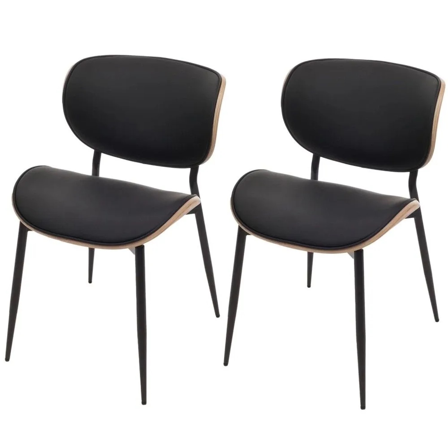 MCW Esszimmerstuhl O45 2er-Set Natur Schwarz