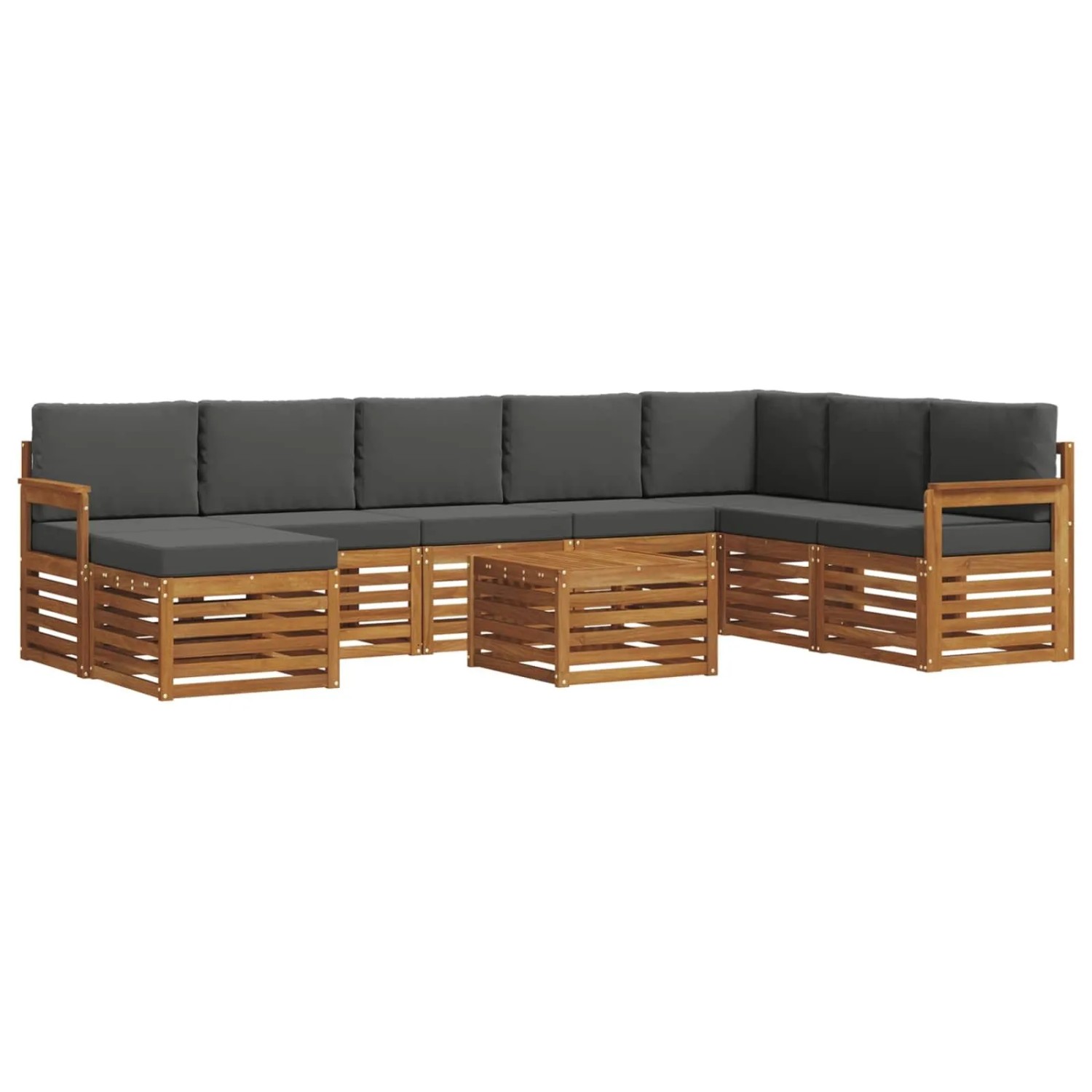 vidaXL Sofagarnituren 9 Tlg Natur und Anthrazit Massivholz Akazie 3375317