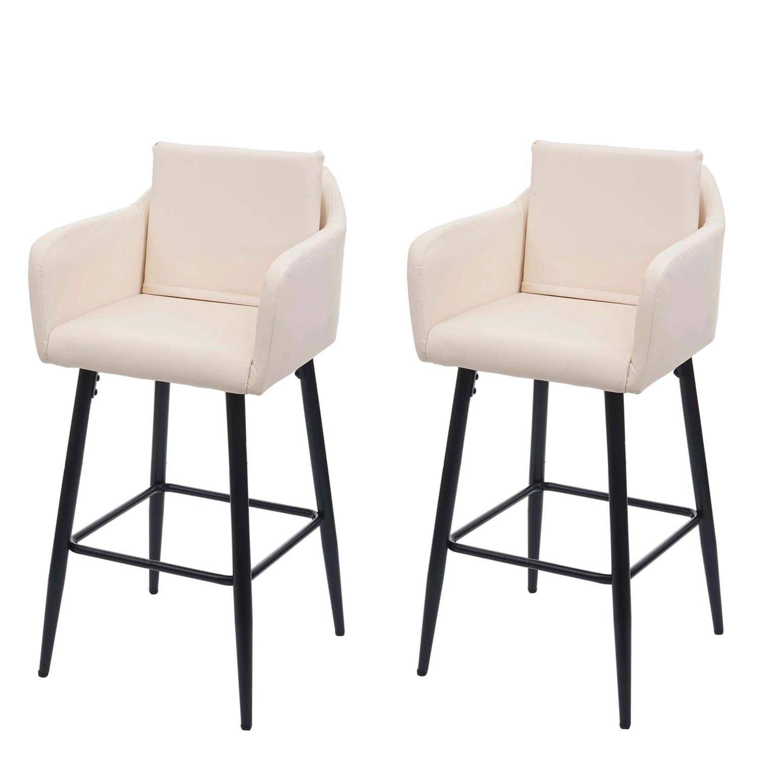 PROREGAL 2er-Set Barhocker Mit Lehne Sitzhöhe 74cm Fußablage Metall Kunstle günstig online kaufen