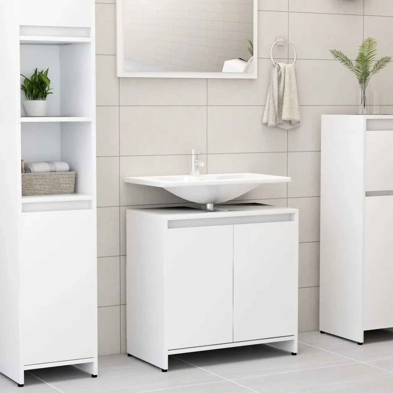 vidaXL Badschrank Weiß 60x33x61 cm Holzwerkstoff kaufen bei OBI