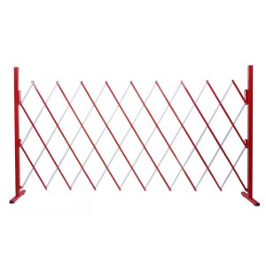Ausziehbares MCW Absperrgitter B34, rot-weiß, aus Aluminium. Gartenzaun, flexibel von 32 bis 265 cm breit.