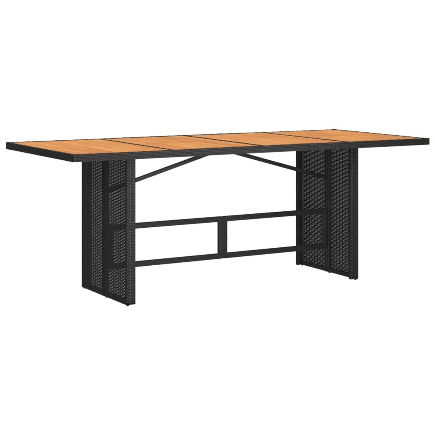 vidaXL Gartentisch mit Holzplatte Schwarz 190x80x75 cm Poly Rattan 365600 günstig online kaufen
