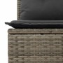 Detailaufnahme: Graue vidaXL Garten-Sofagarnitur aus Rattan mit Kissen.