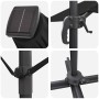 Details des schwarzen vidaXL Ampelschirm Roma: Solarpanel, Kurbel, Befestigung, Standfuß.