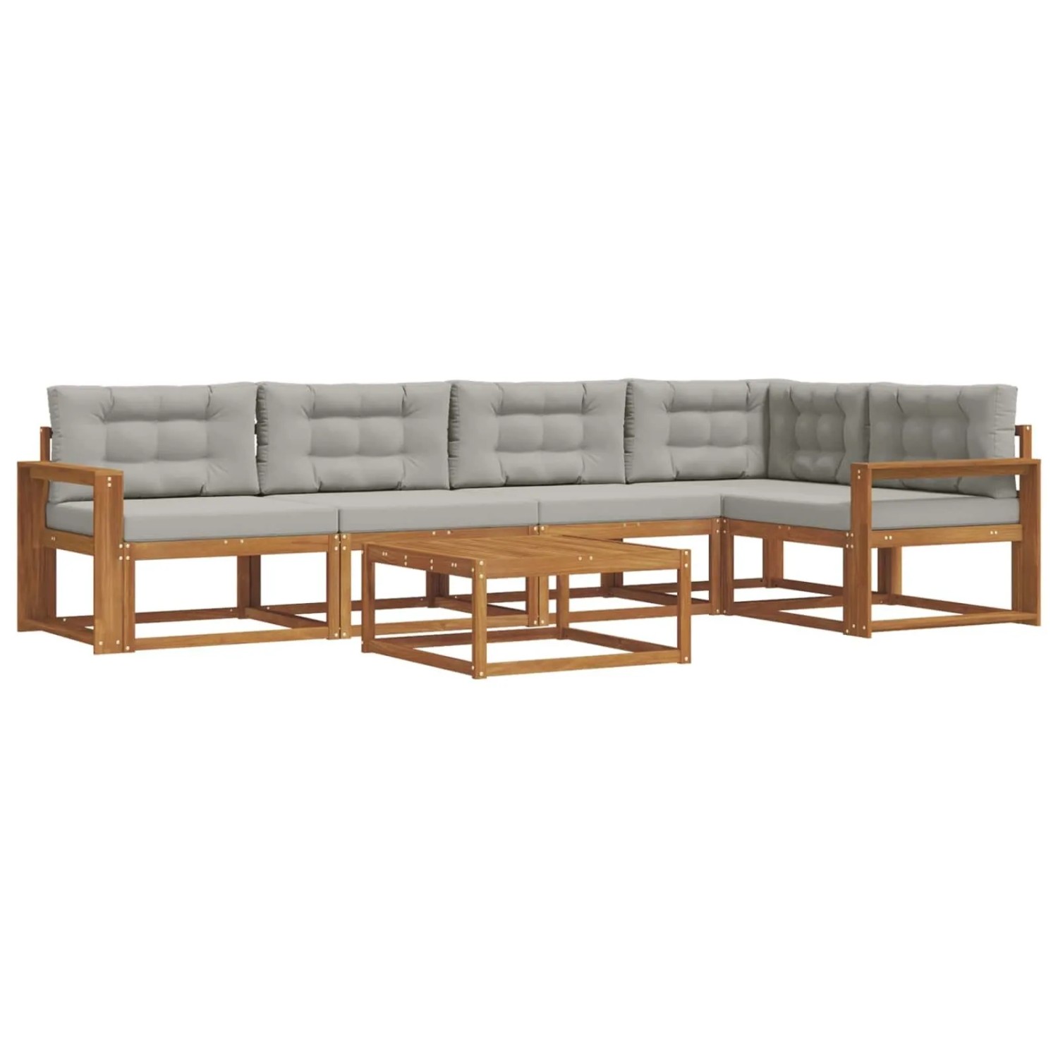 vidaXL Outdoor-Sofagarnitur mit Kissen 6-Tlg Natur und Hellgrau 3367619