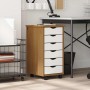 vidaXL Rollschrank Honigbraun mit 6 Schubladen, Kiefer Massivholz. Wohnzimmerschrank für Büro.