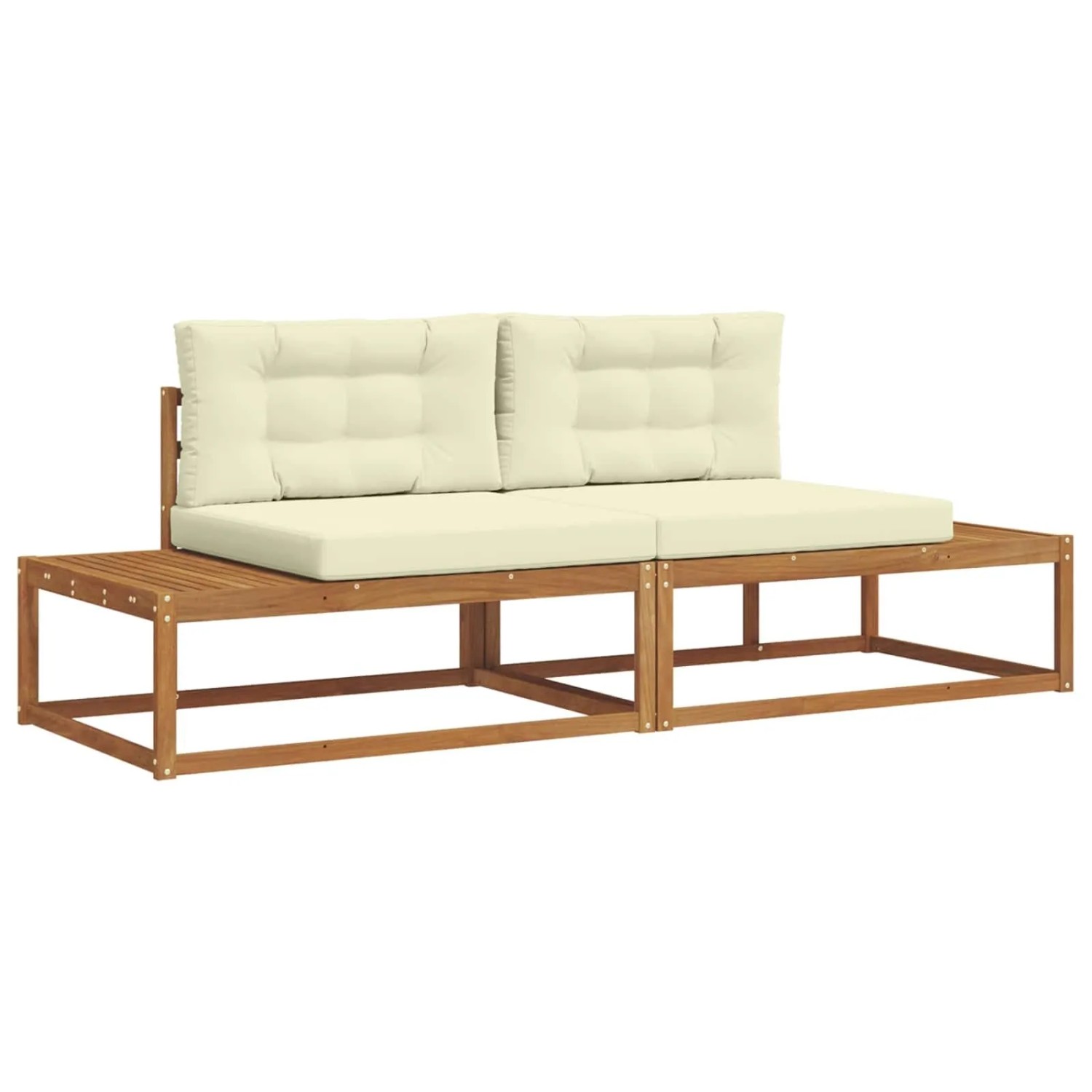 vidaXL Outdoor-Sofagarnitur mit Kissen 2 Stück Natur und Creme 3368123