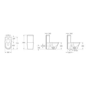 Glasdeals Stand-WC inkl. Spülkasten und SoftClose Sitz BTWS-6012