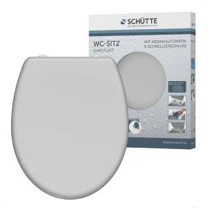 Schütte WC-Sitz Grey Duroplast mit Absenkautomatik und Schnellverschluss.
