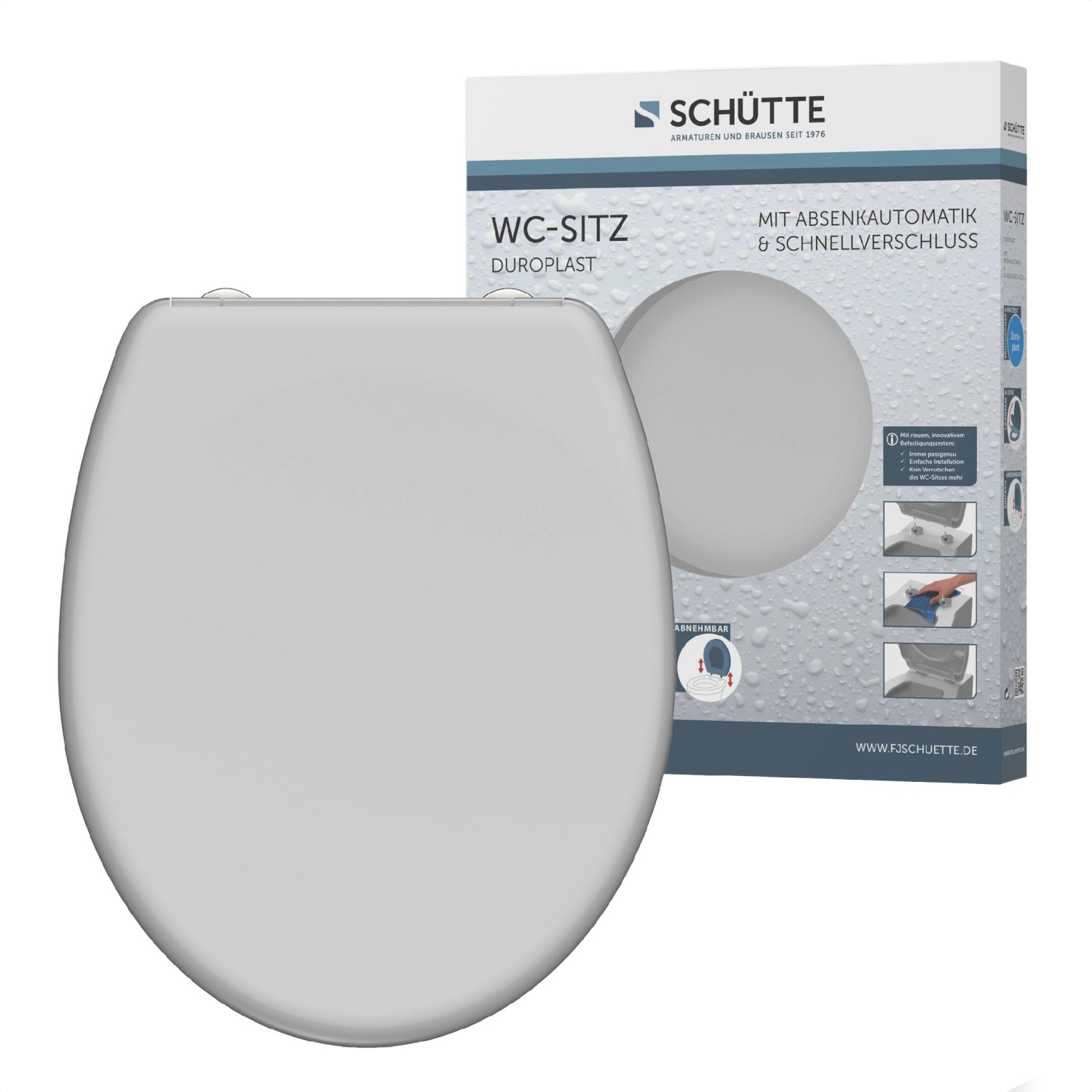 Schütte WC-Sitz Grey Duroplast mit Absenkautomatik & Schnellverschluss günstig online kaufen