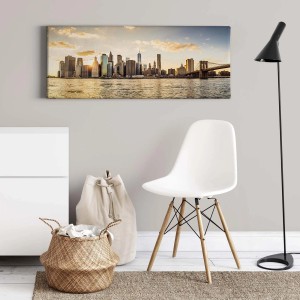 Leinwandbild Manhattan Sonnenuntergang, modernes Wandbild für Wohnzimmer & Küche.