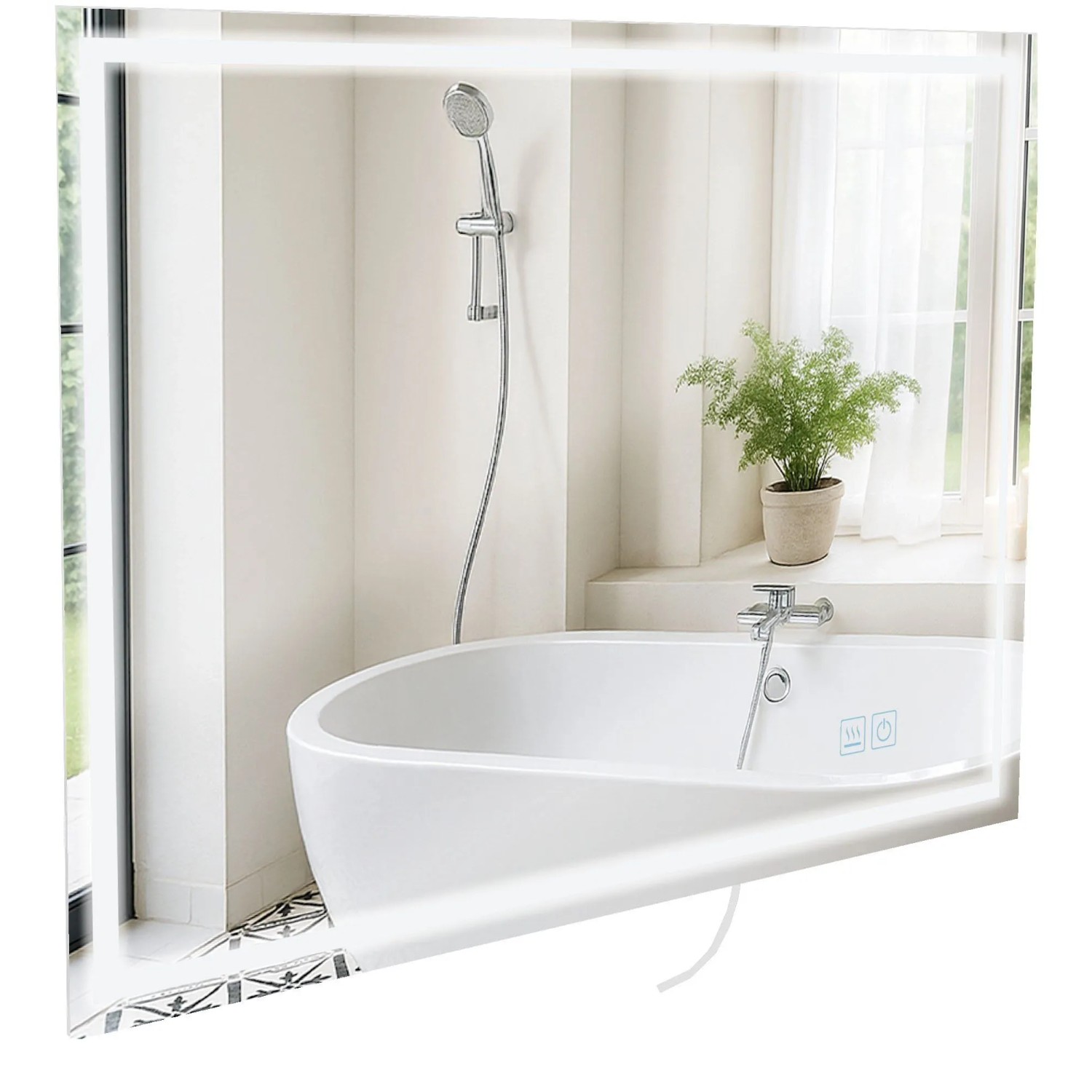 DELUKE Badspiegel GRAZ 70x100 Ohne Bluetooth 100x3,5x70cm Glas Klarglas Badezimmerspiegel Wandspiegel