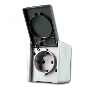 TEM Fontana Schuko Steckdose Grau 250V16A AP IP44