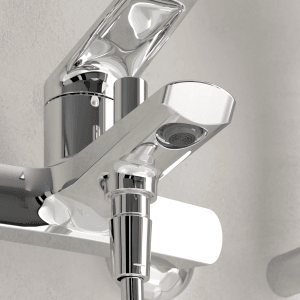 Villeroy & Boch Oasis Badewannenarmatur Aufputz mit Rückflussschutz Umstellung & Beweglichem Strahlregler Rund Chrom