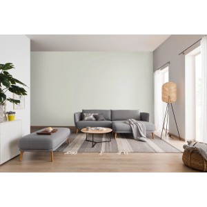 Wohnraum mit Wandgestaltung in Schöner Wohnen Glimmerfarbe Silvershine Grey.
