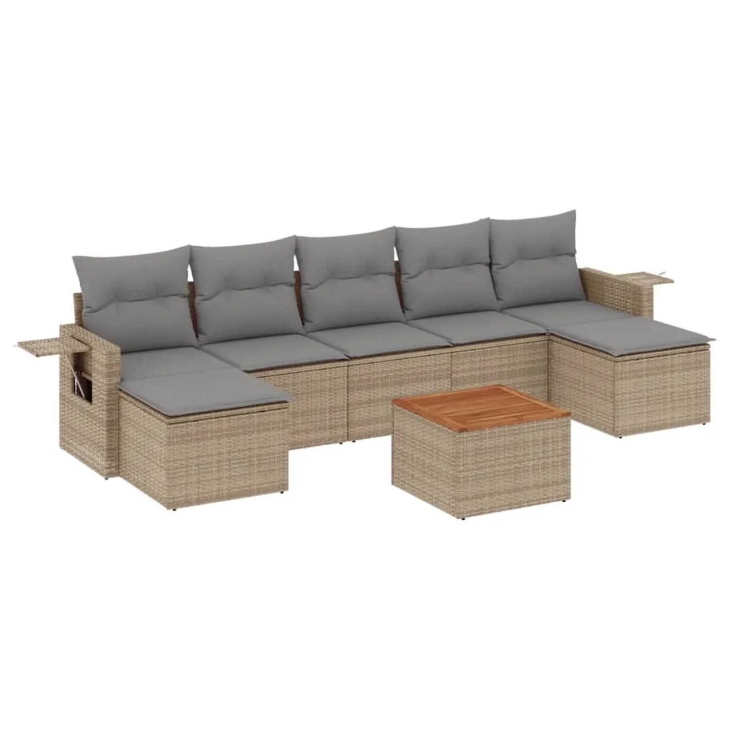 vidaXL 8-Tlg Garten-Sofagarnitur mit Kissen Beige Poly Rattan 3224694 günstig online kaufen