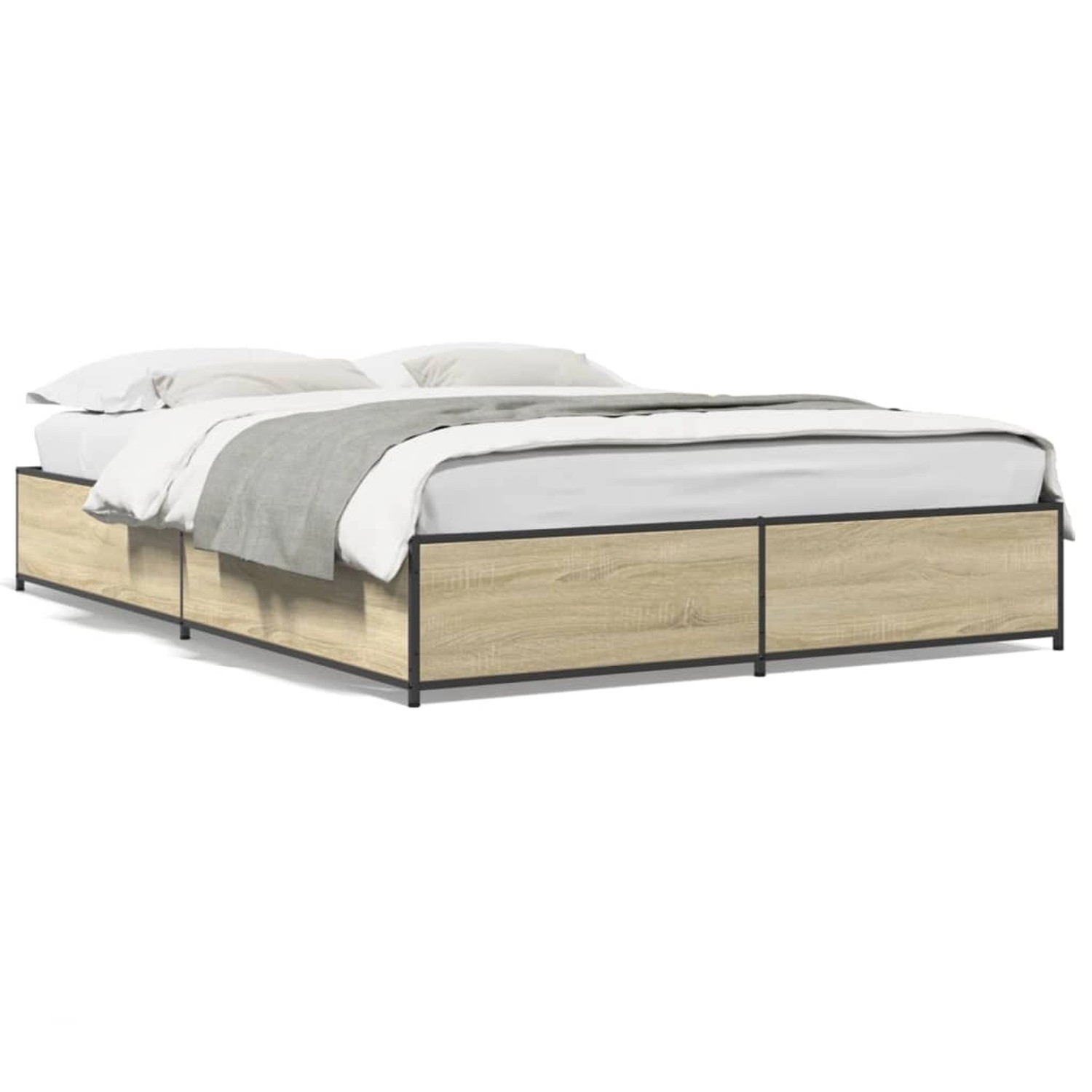 vidaXL Bettgestell Sonoma-Eiche 120x190 cm Holzwerkstoff und Metall 3279863 günstig online kaufen
