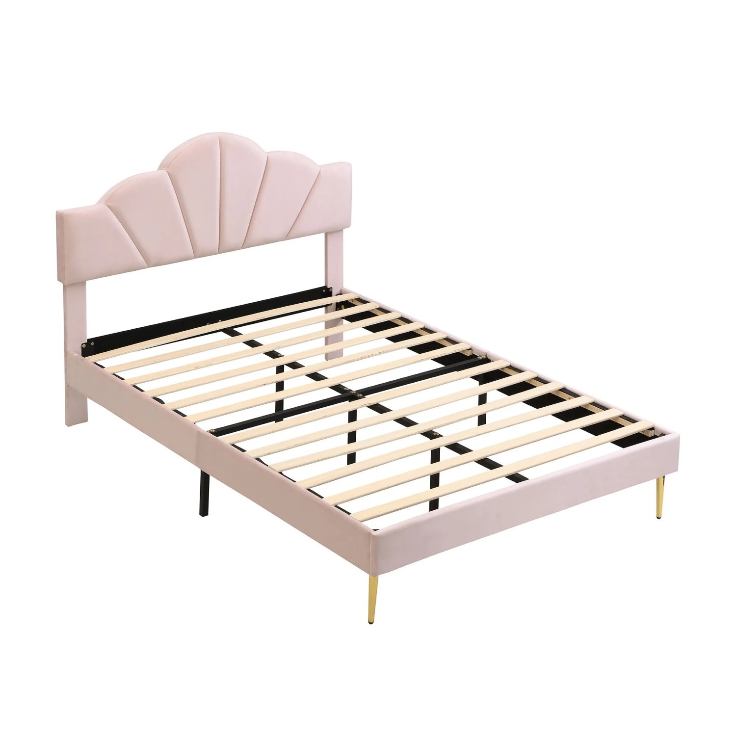 okwish Polsterbett 140x190cm mit Höhenverstellbarem Kopfteil Kinderzimmer Rosa ohne Matratze